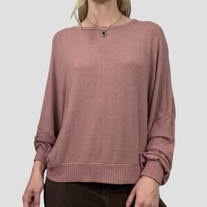 Big Water Blue Sky Pink Open Cutout Knot Back Sweater